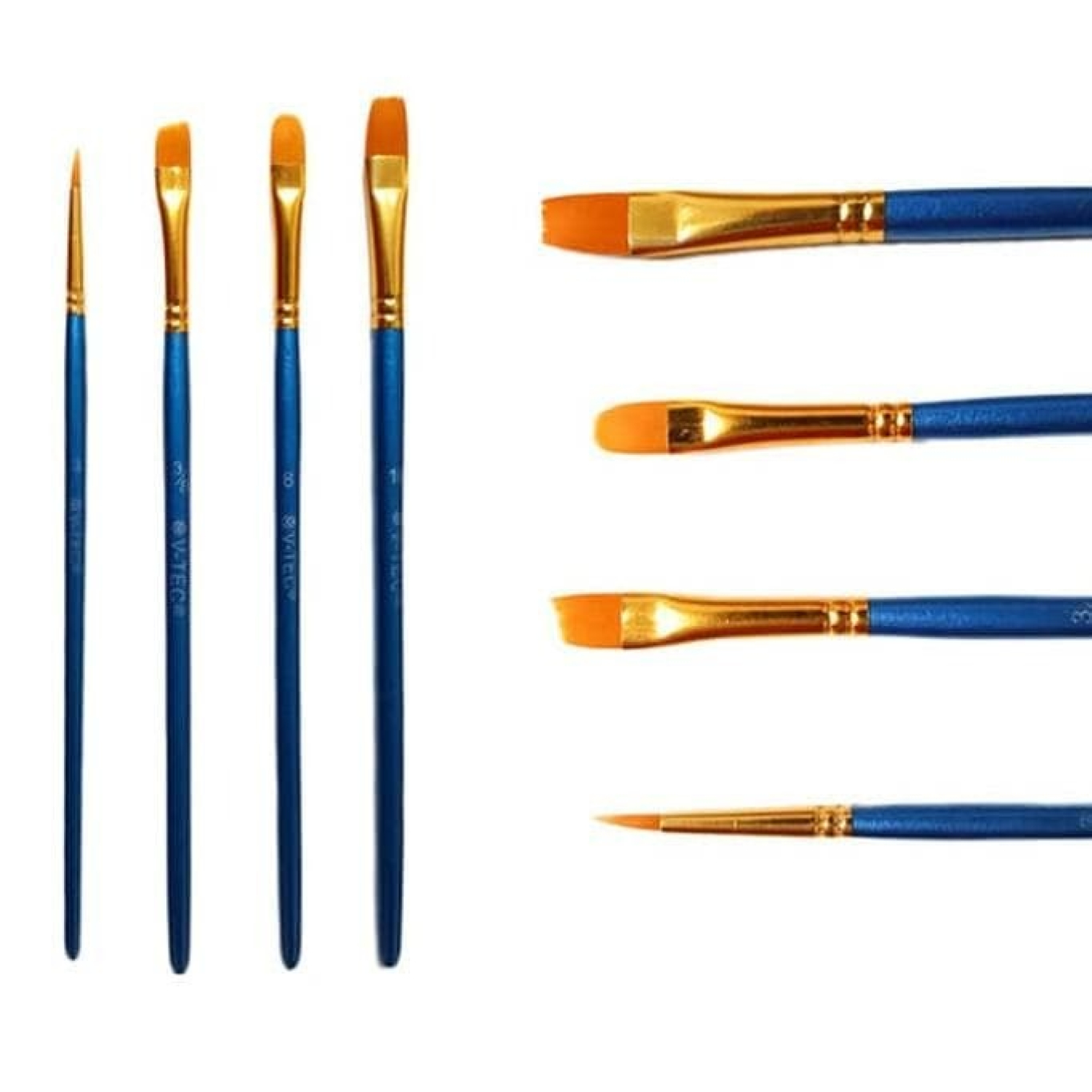 Kuas Lukis V-Tec Set Brush A0270/4 Flat dan Round  